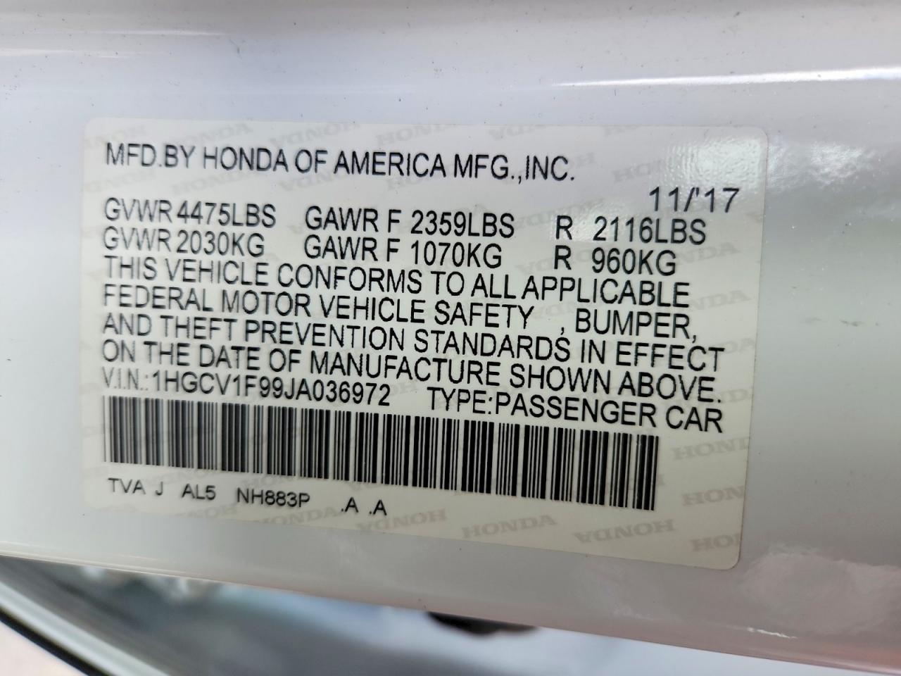 2018 Honda Accord Touring - zdjęcie 12