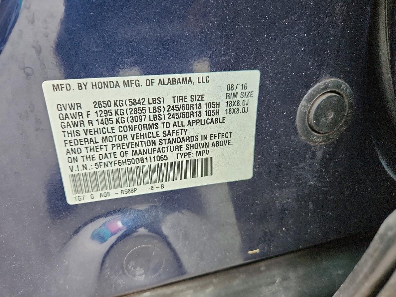 2016 Honda Pilot Exl - zdjęcie 13