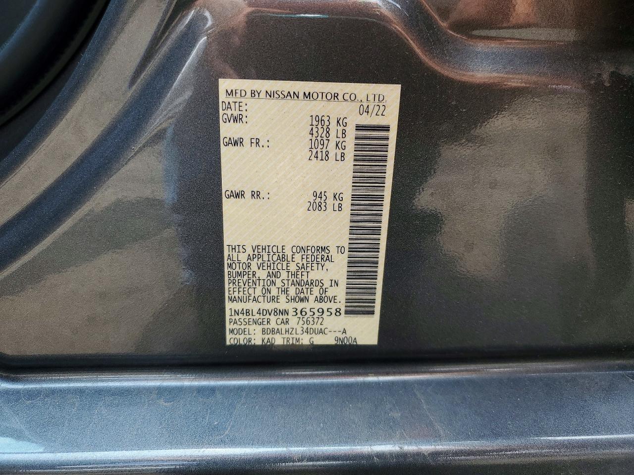 2022 Nissan Altima Sv - zdjęcie 26