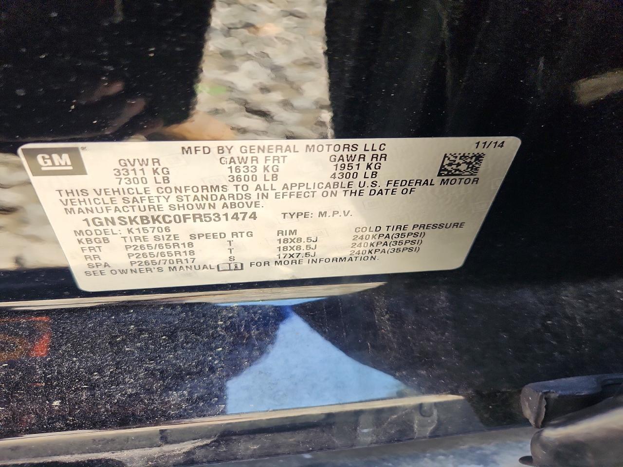 2015 Chevrolet Tahoe K1500 Lt - zdjęcie 13