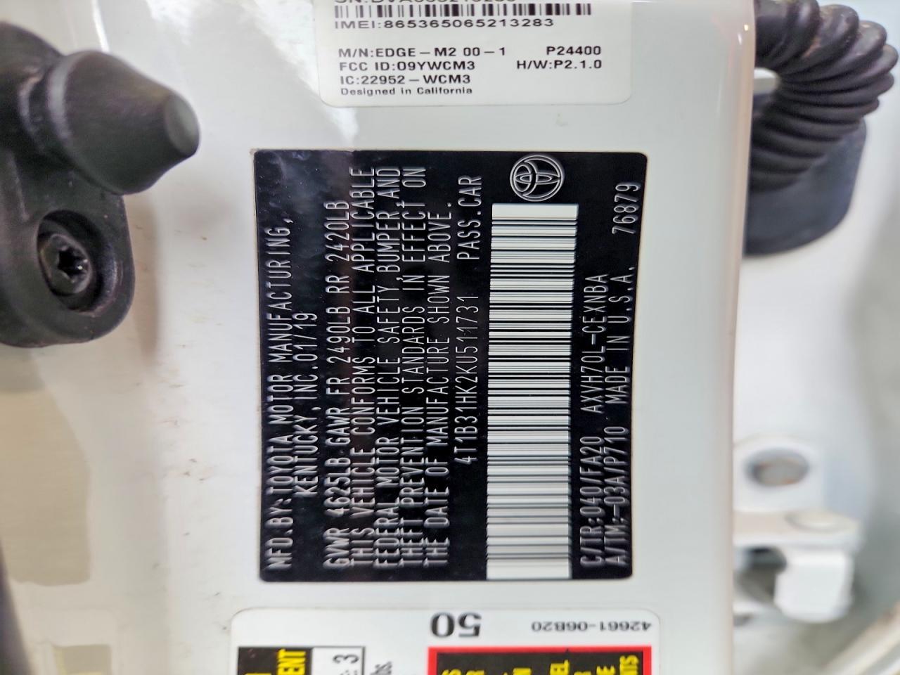 2019 Toyota Camry Hybrid Le - zdjęcie 12