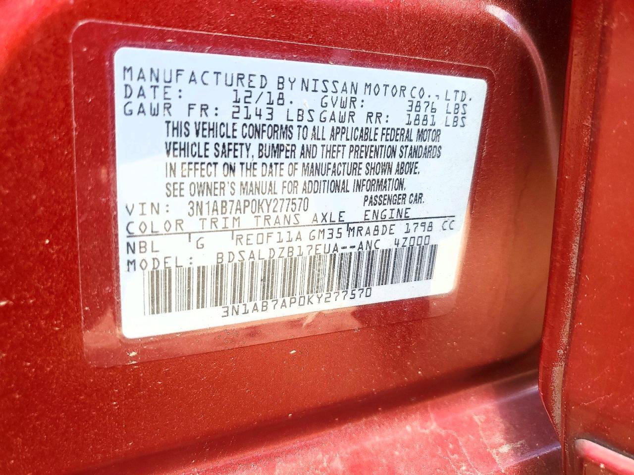 2019 Nissan Sentra Sv - zdjęcie 12