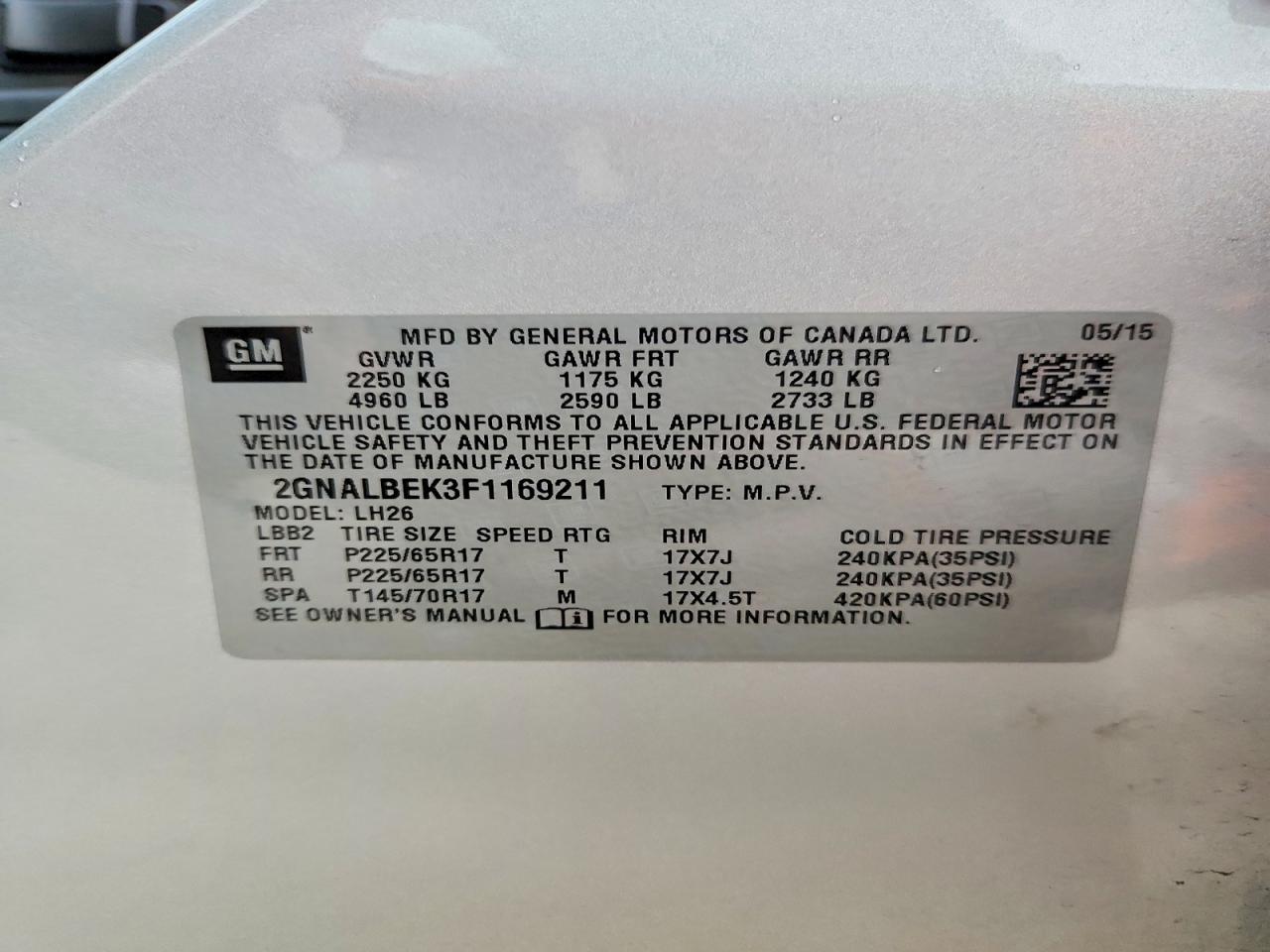 2015 Chevrolet Equinox Lt - zdjęcie 13