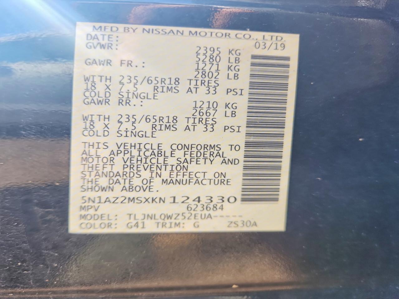 2019 Nissan Murano Sv - zdjęcie 12