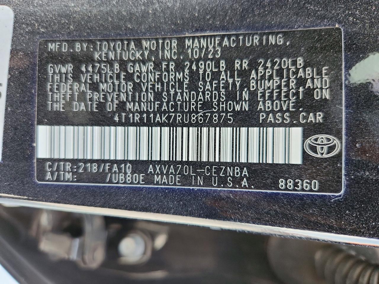 2024 Toyota Camry Le - zdjęcie 13