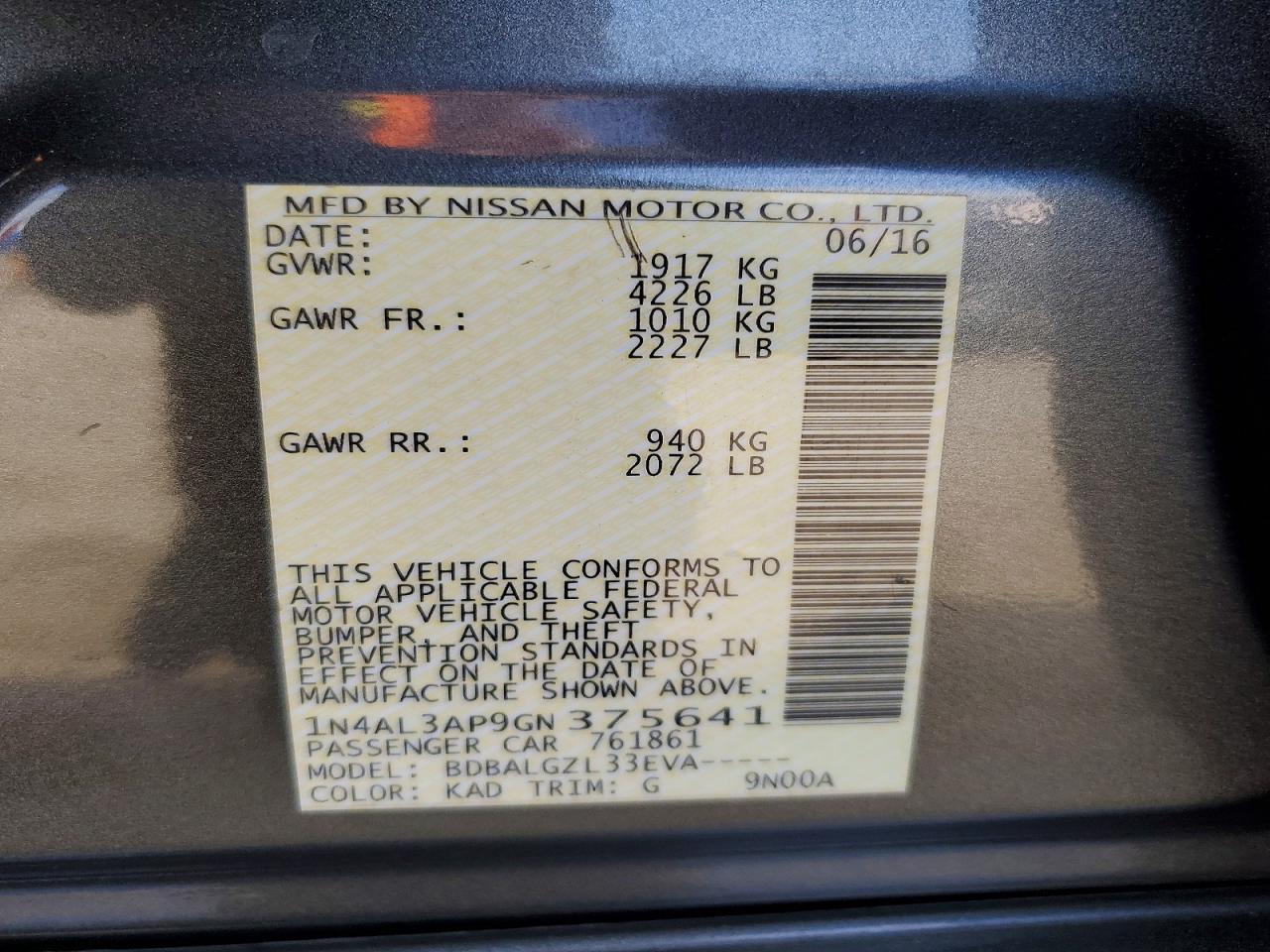 2016 Nissan Altima 2.5 S - zdjęcie 12