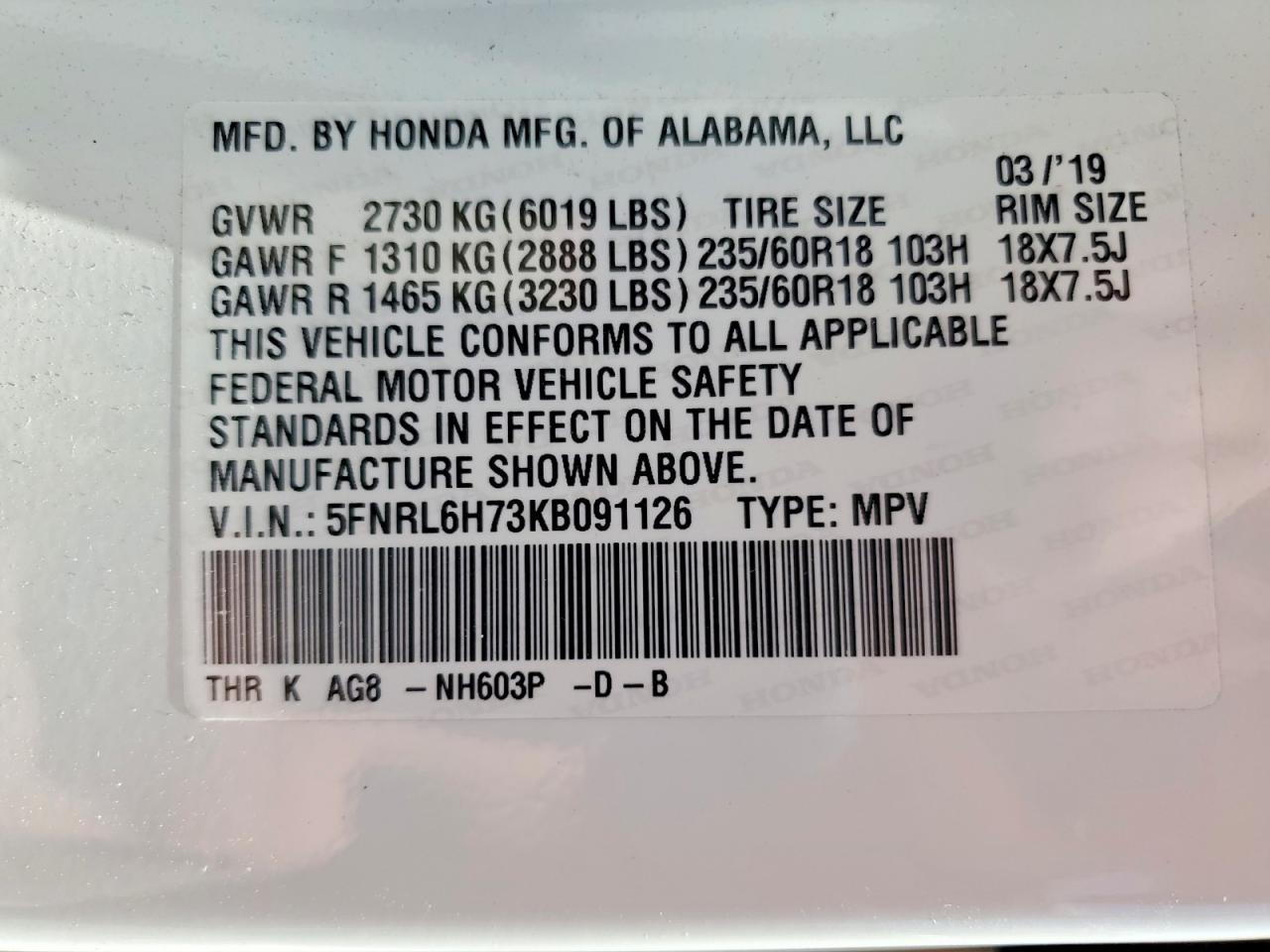 2019 Honda Odyssey Exl - zdjęcie 14