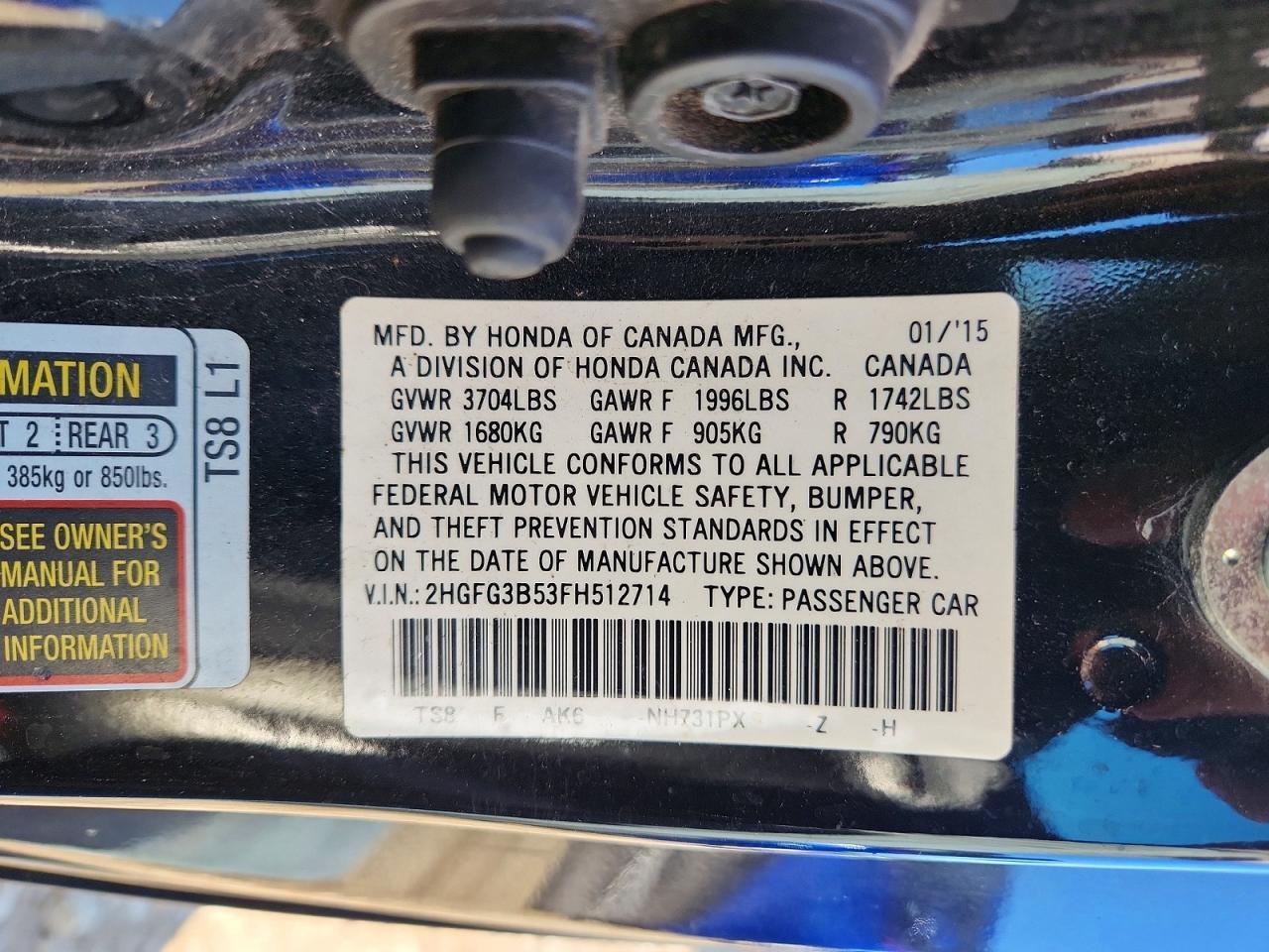 2015 Honda Civic Lx - zdjęcie 12