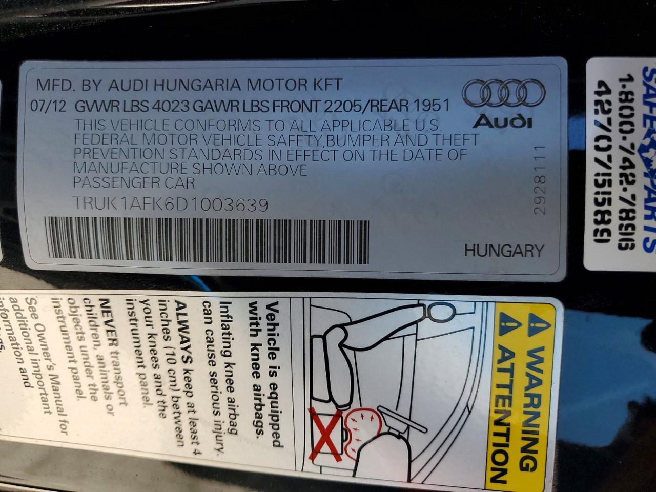 2013 Audi Tts Prestige - zdjęcie 12