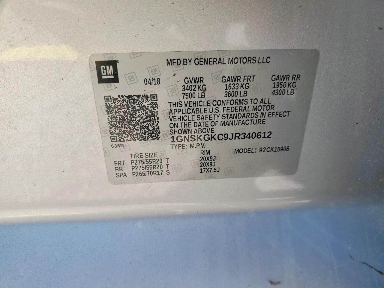 2018 Chevrolet Suburban K1500 Ls - zdjęcie 13