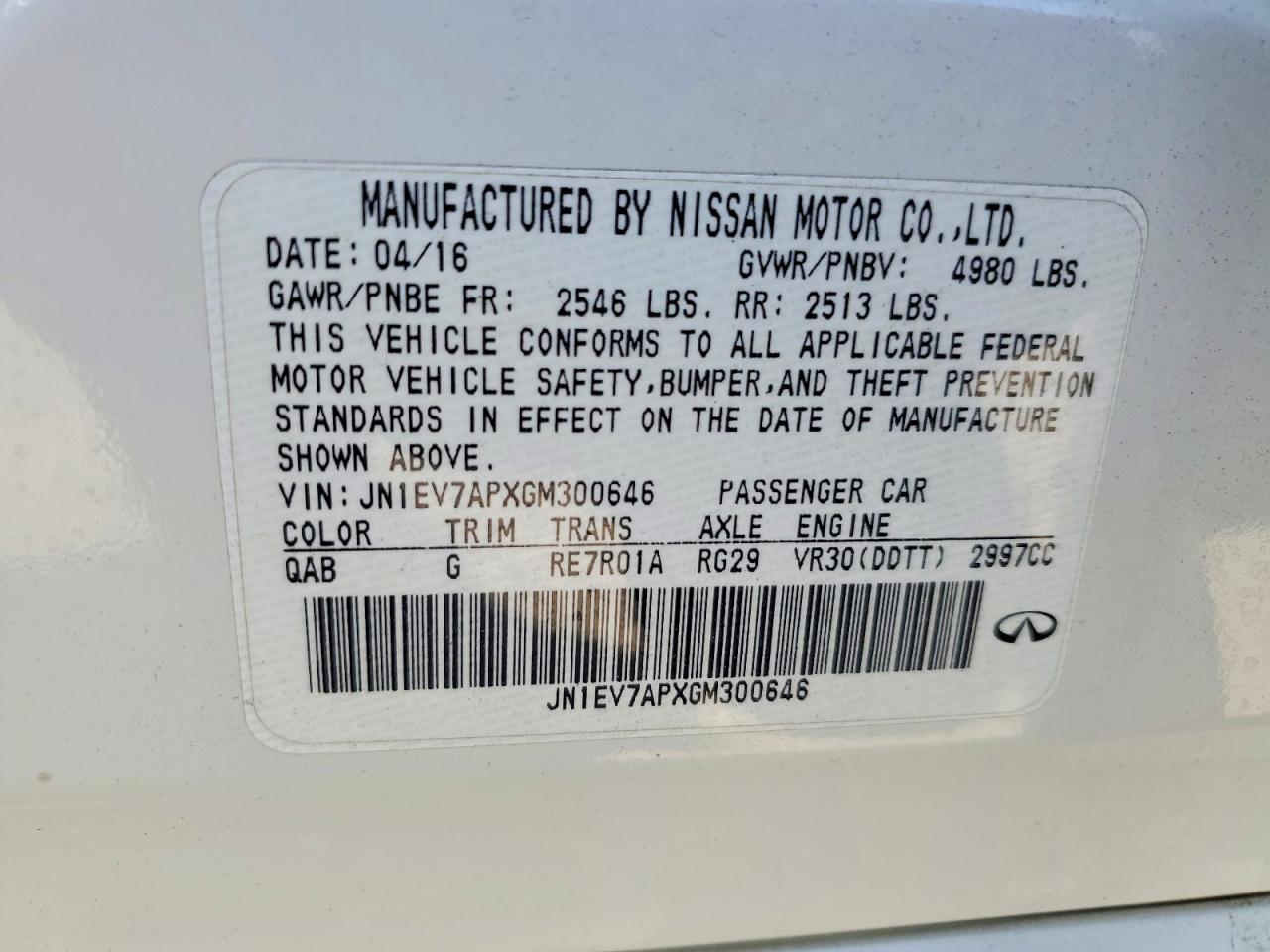 2016 Infiniti Q50 3.0T Premium - zdjęcie 12