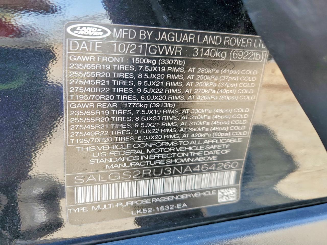 2022 Land Rover Range Rvr - zdjęcie 13