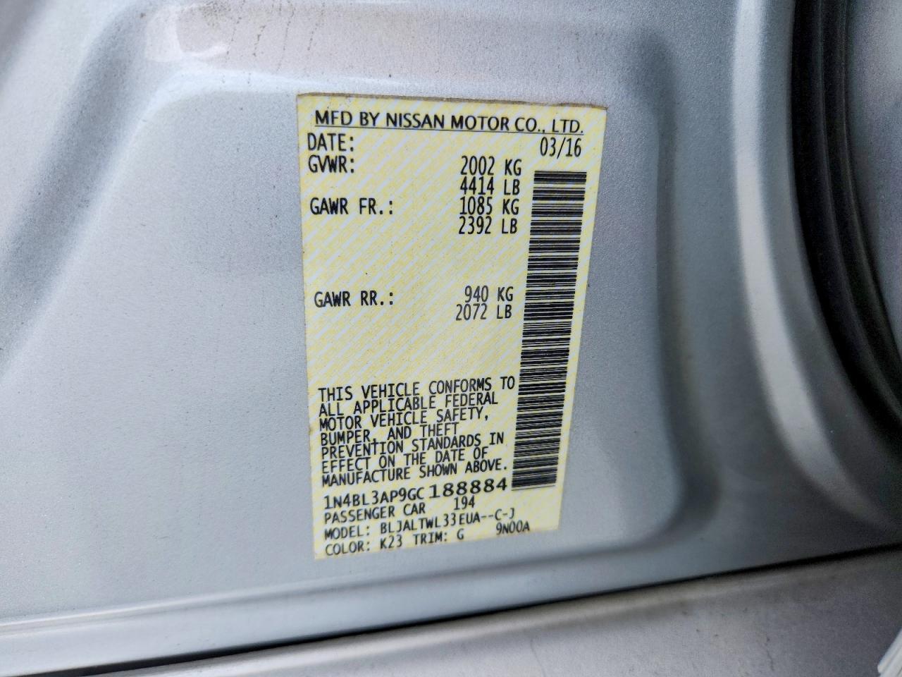 2016 Nissan Altima 3.5 Sl - zdjęcie 12