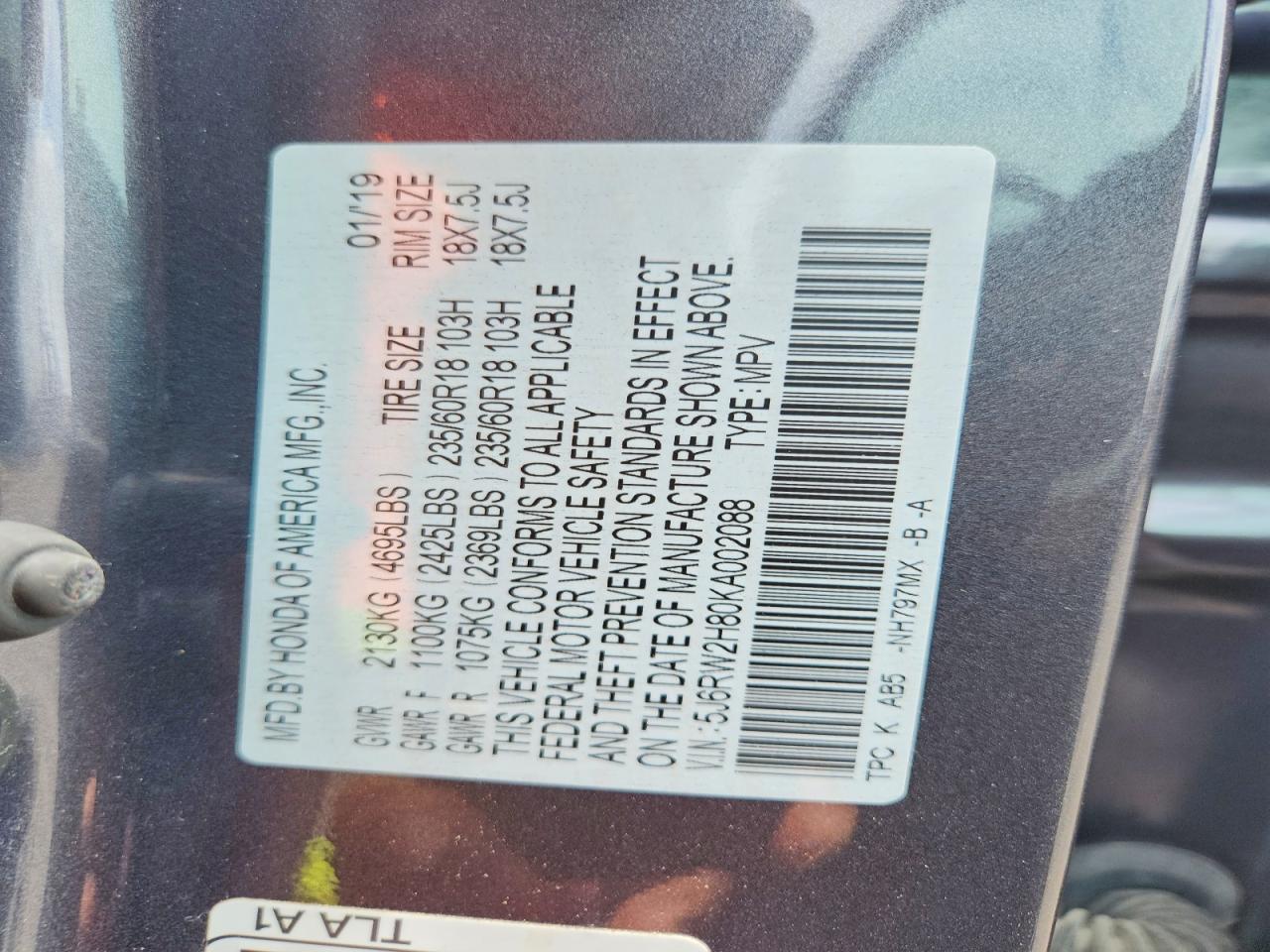 2019 Honda Cr-V Exl - zdjęcie 14
