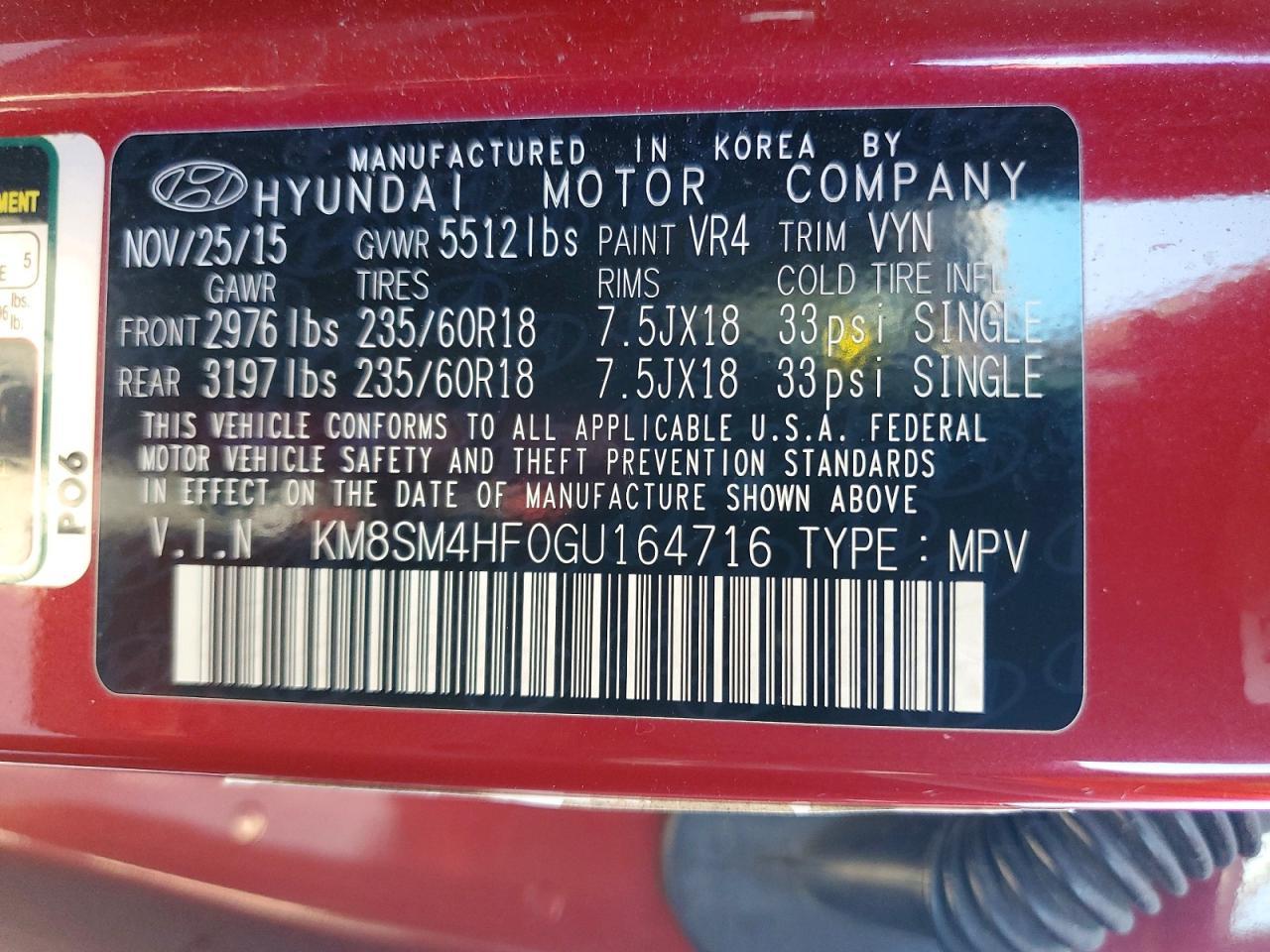 2016 Hyundai Santa Fe - zdjęcie 13
