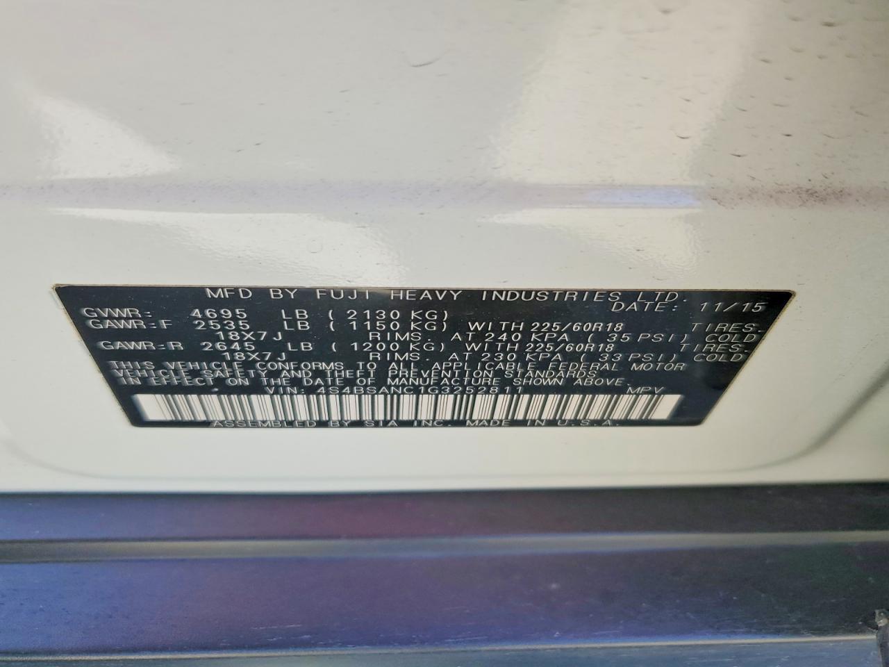 2016 Subaru Outback 2.5I Limited - zdjęcie 13