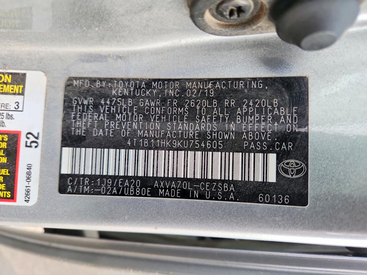 2019 Toyota Camry Se - zdjęcie 12