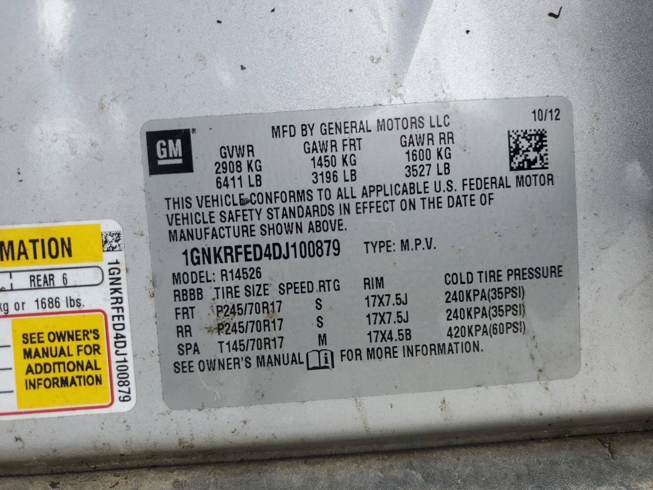 2013 Chevrolet Traverse Ls - zdjęcie 13