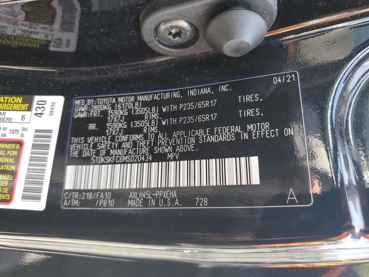 2021 Toyota Sienna Le - zdjęcie 14