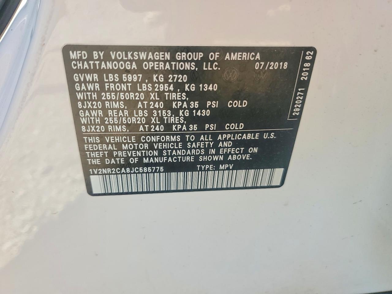2018 Volkswagen Atlas Sel Premium - zdjęcie 13
