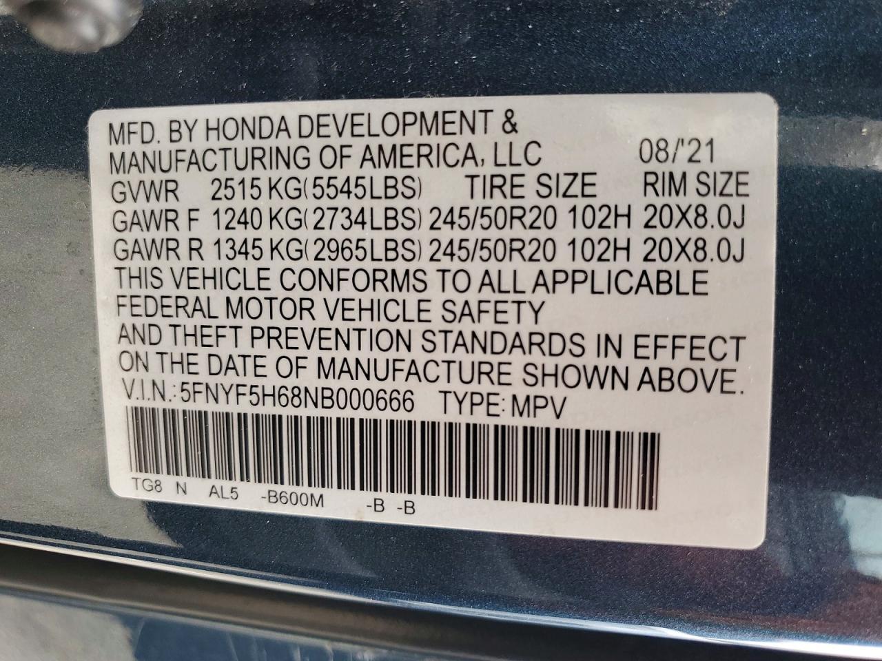 2022 Honda Pilot Touring - zdjęcie 13