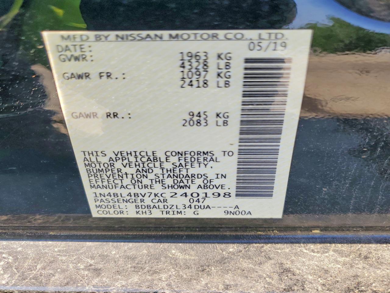 2019 Nissan Altima S - zdjęcie 12