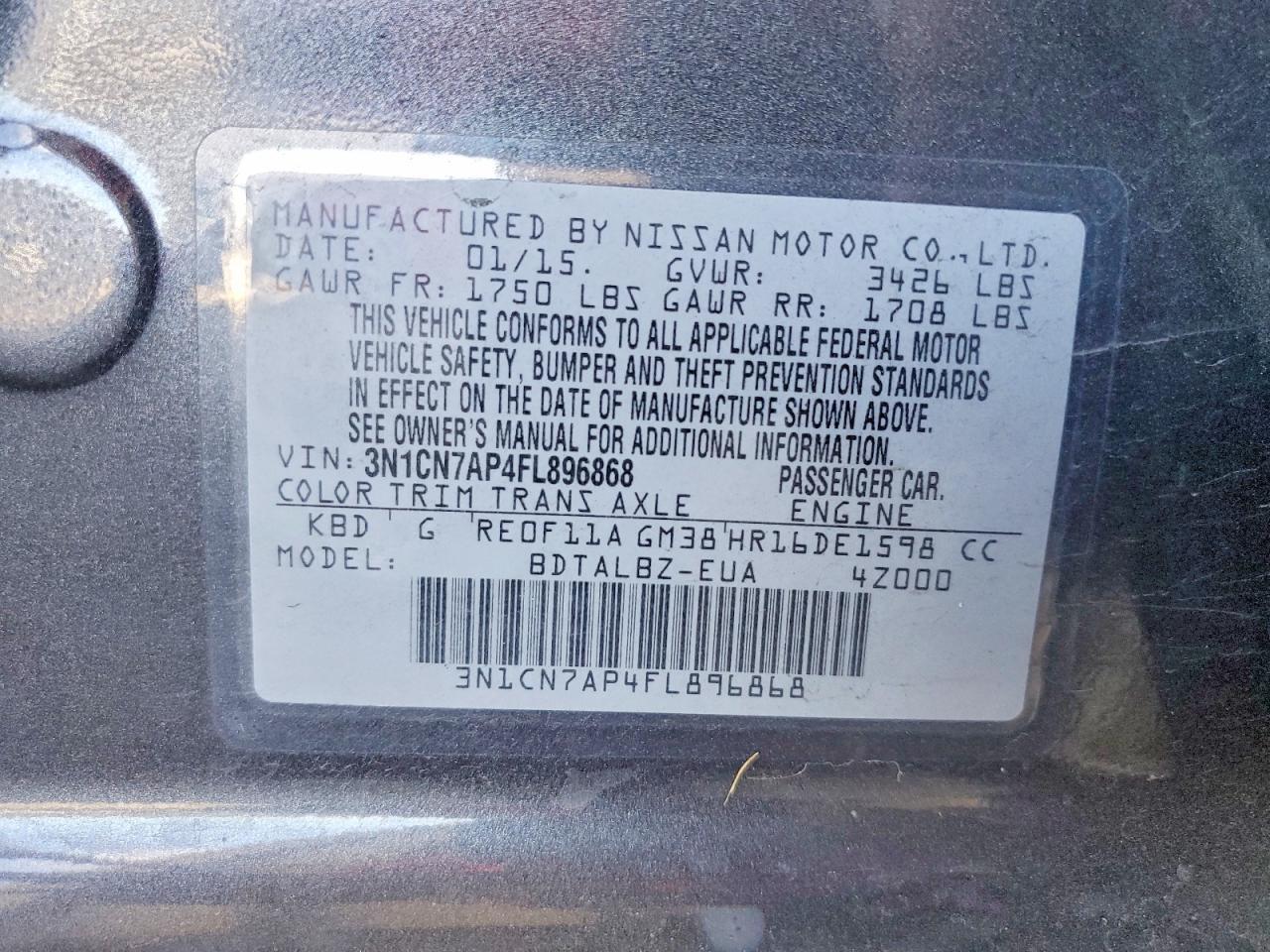 2015 Nissan Versa 1.6 Sv - zdjęcie 12