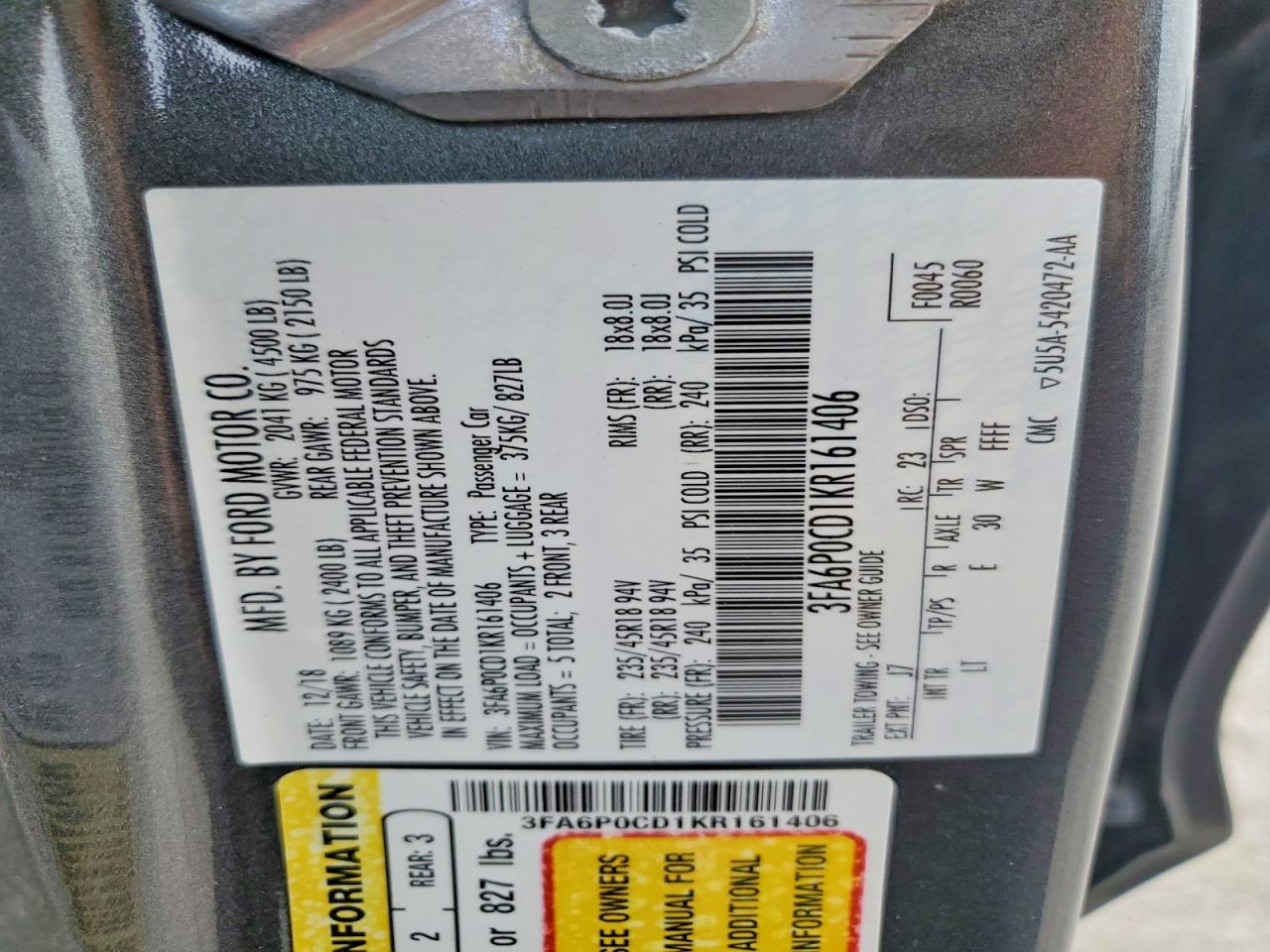 2019 Ford Fusion Sel - zdjęcie 13
