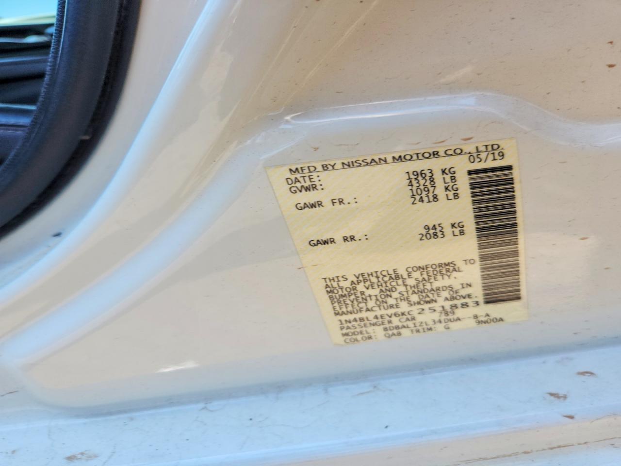 2019 Nissan Altima Sl - zdjęcie 12