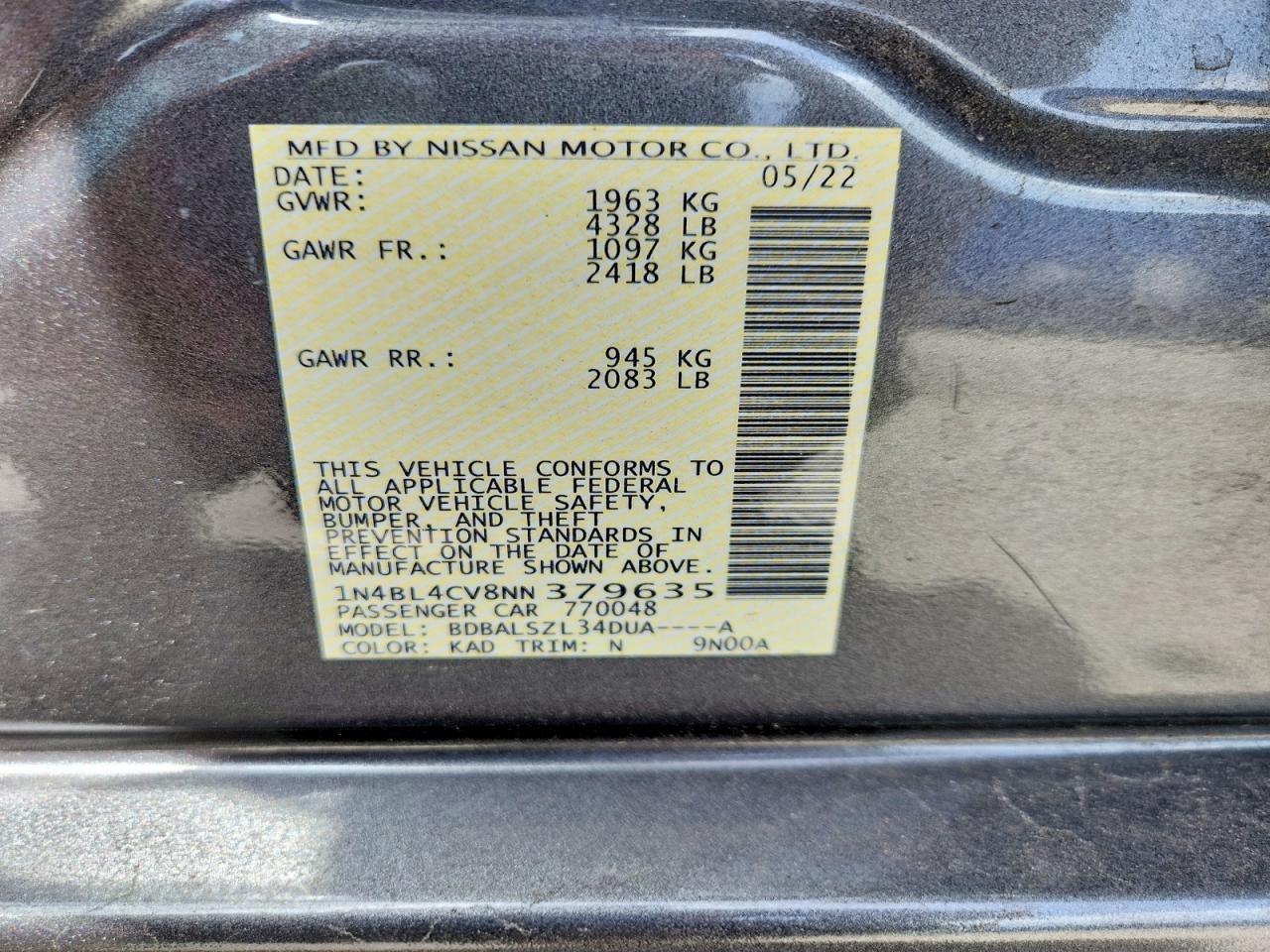 2022 Nissan Altima Sr - zdjęcie 12