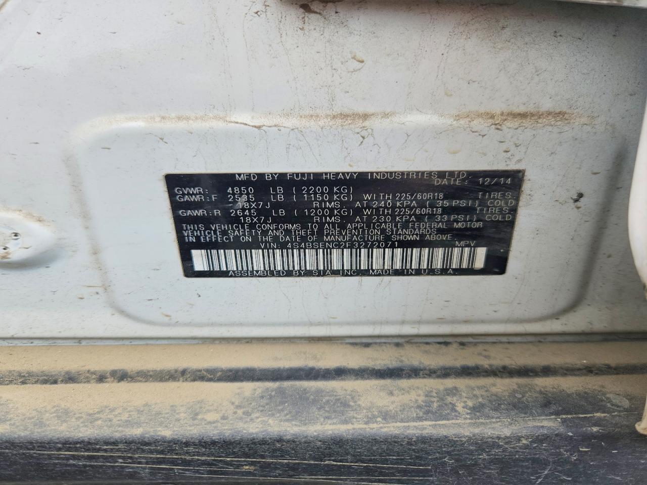 2015 Subaru Outback 3.6R Limited - zdjęcie 13