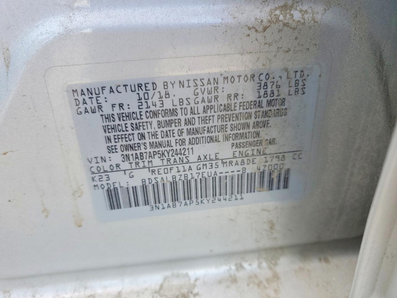 2019 Nissan Sentra S - zdjęcie 12