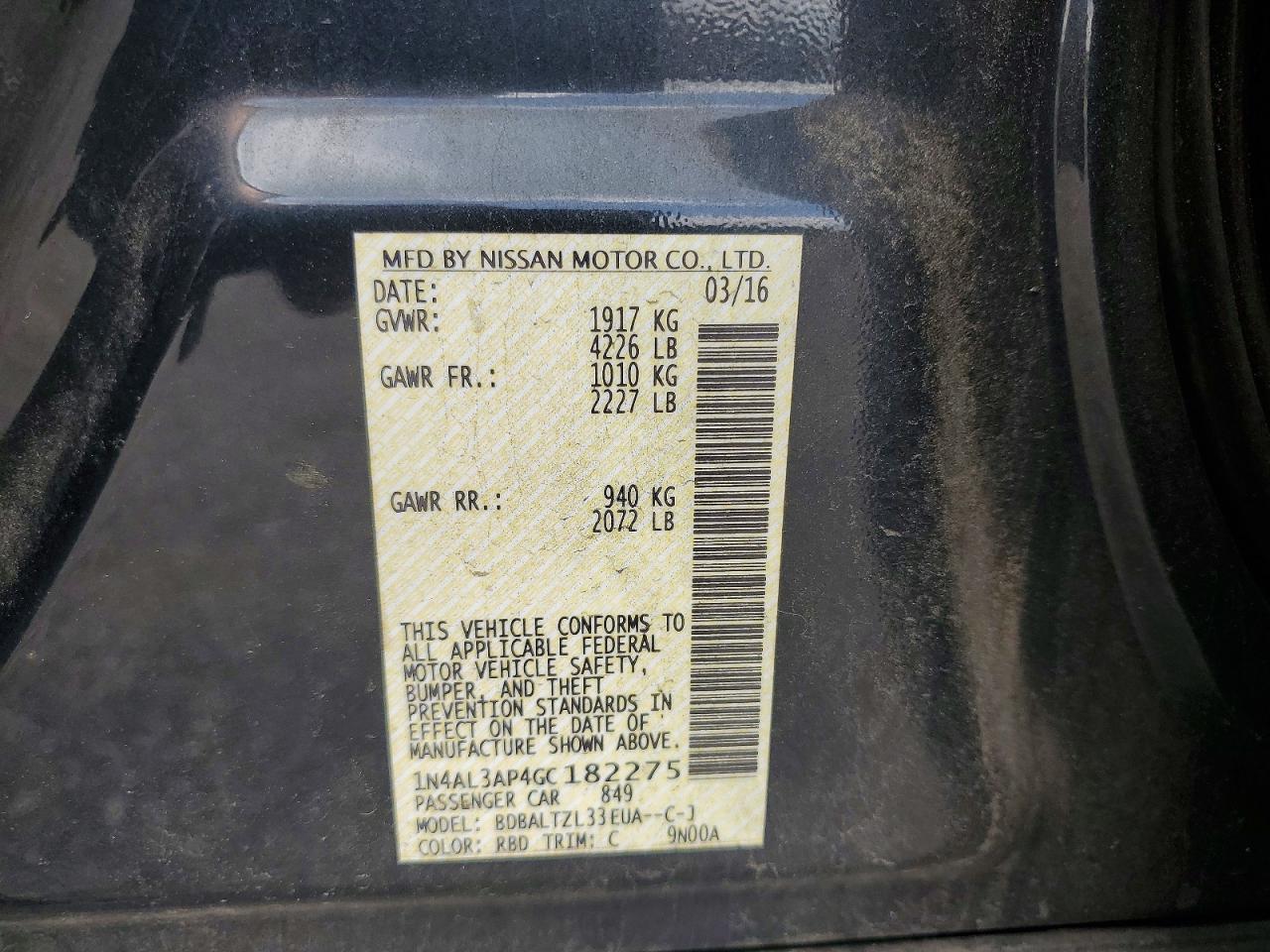 2016 Nissan Altima 2.5 Sl - zdjęcie 12