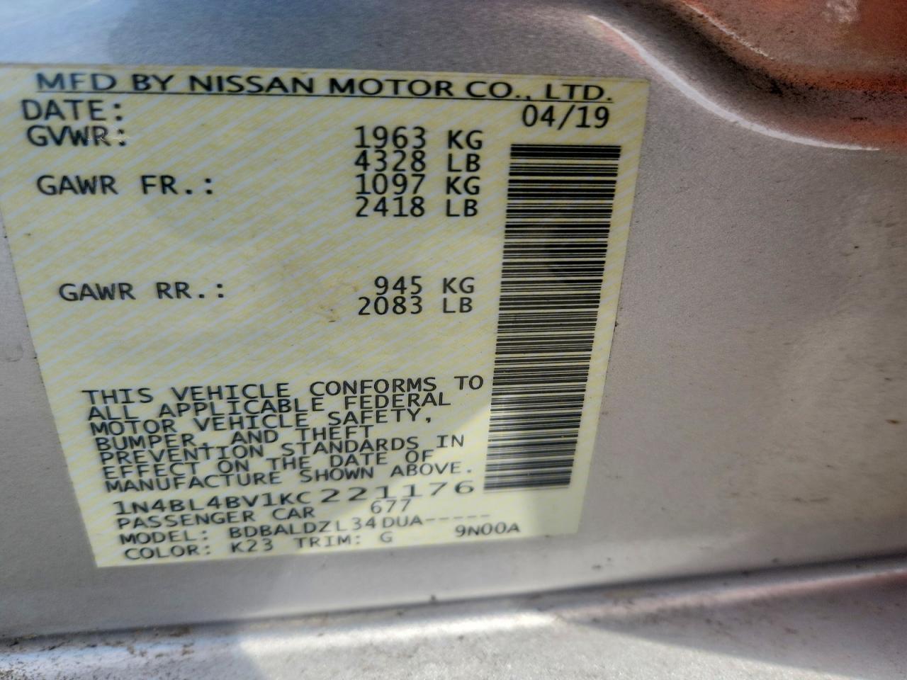 2019 Nissan Altima S - zdjęcie 12
