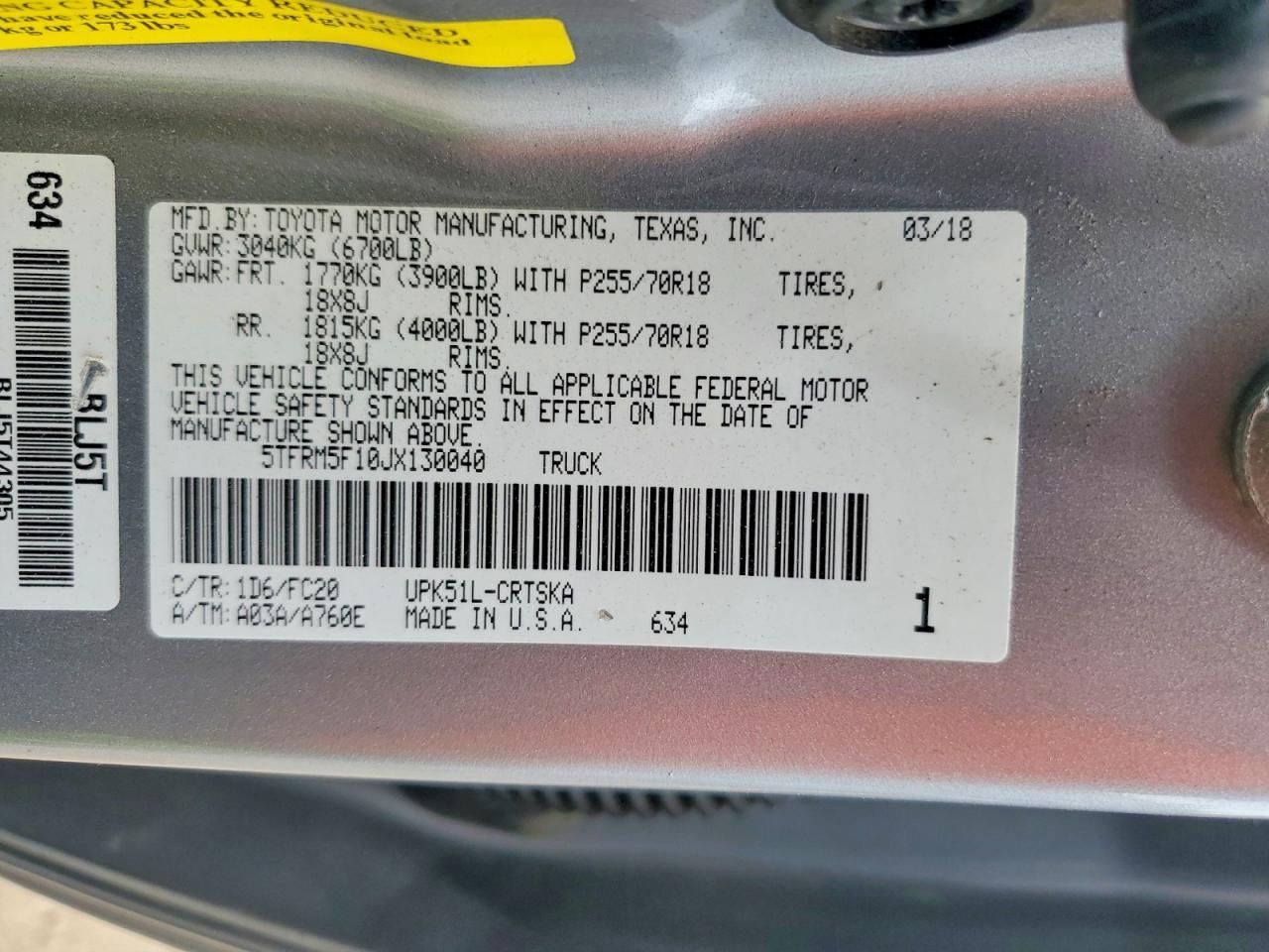 2018 Toyota Tundra Sr5 - zdjęcie 12