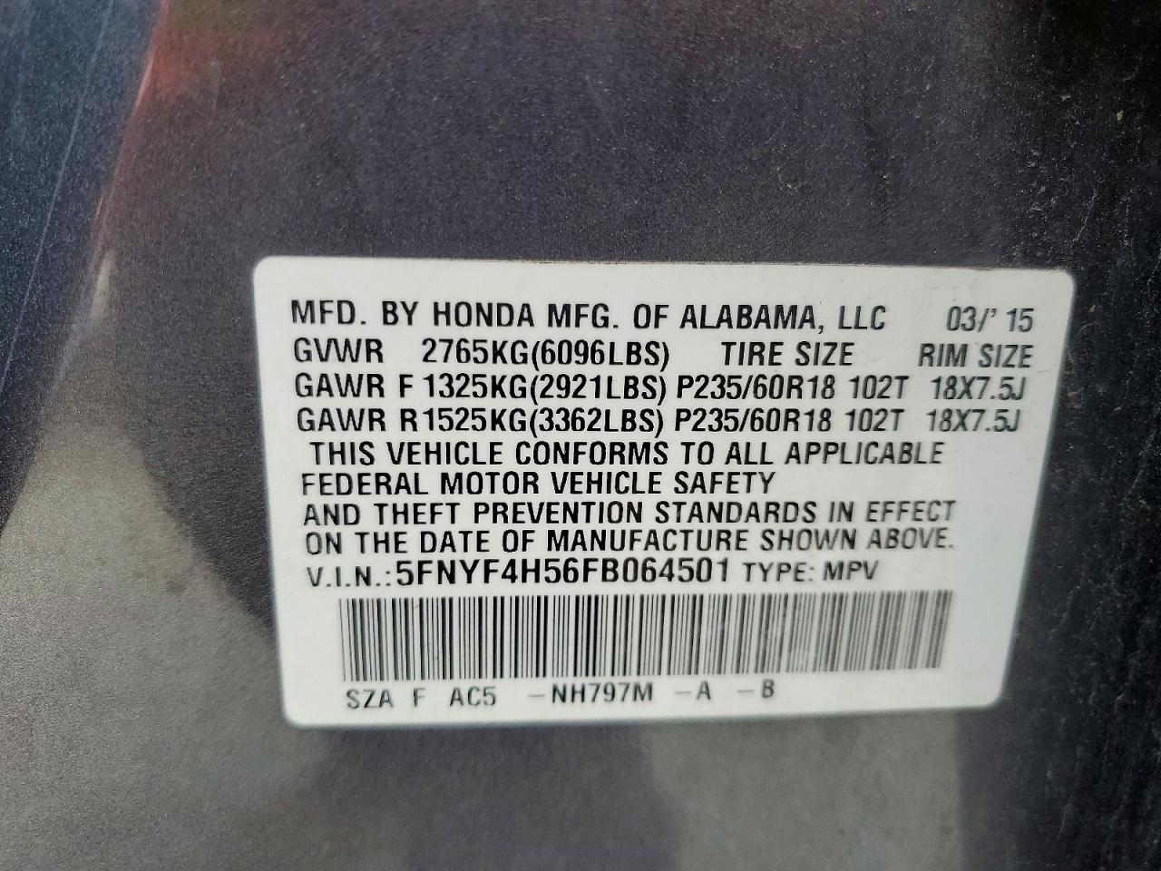 2015 Honda Pilot Exl - zdjęcie 14