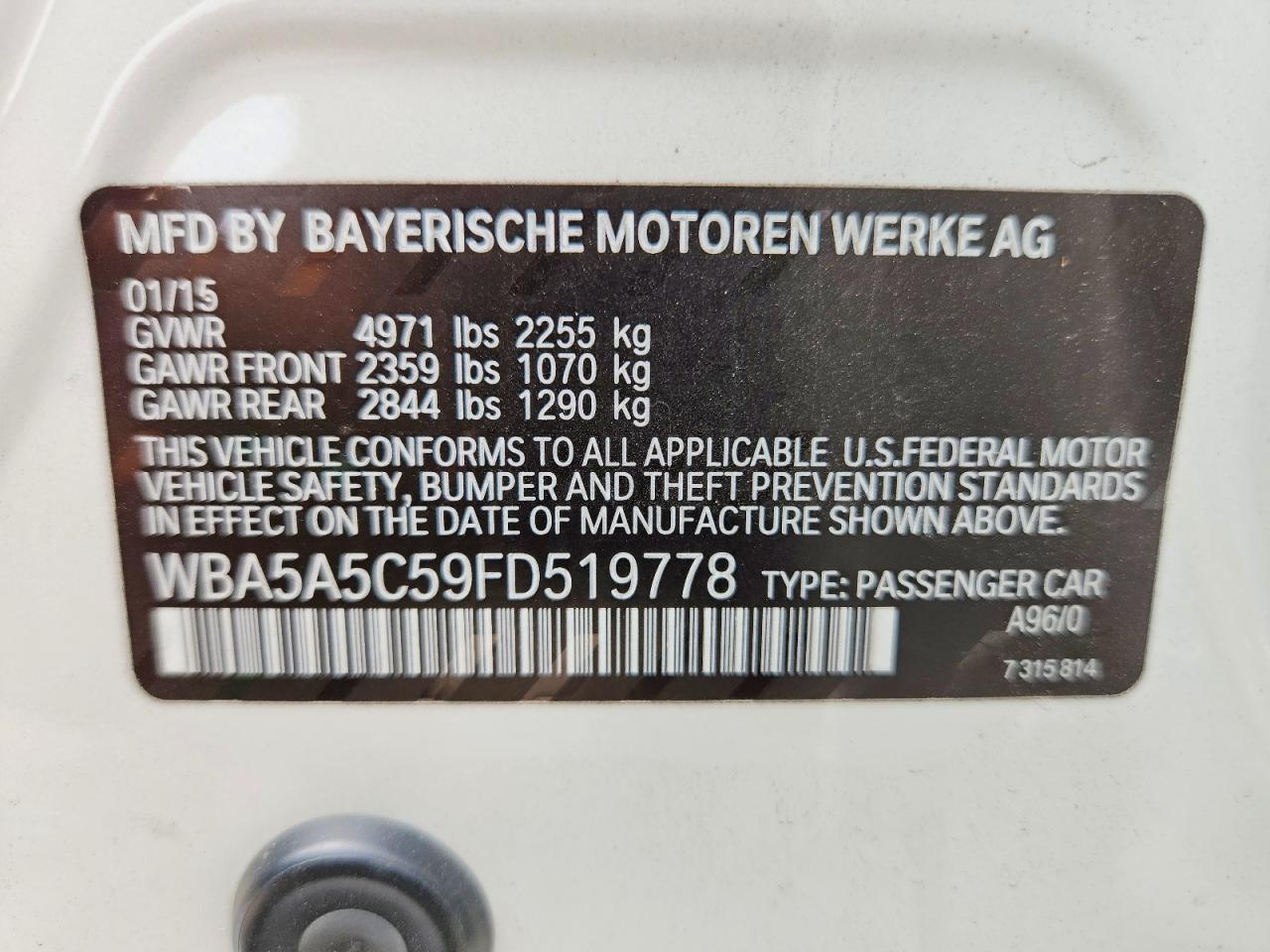2015 BMW 528 I - zdjęcie 12