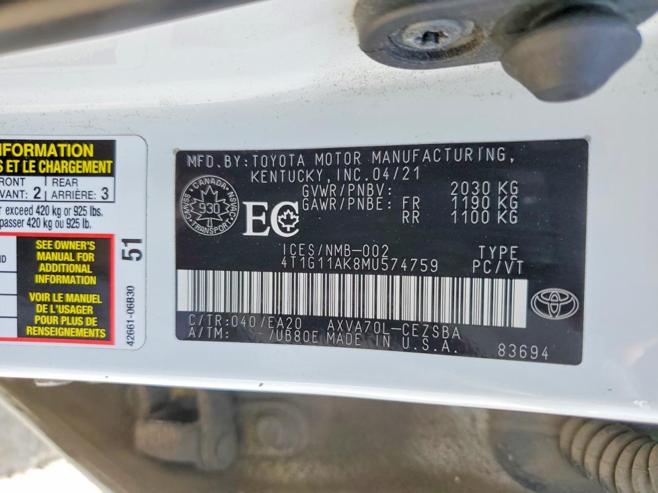 2021 Toyota Camry Se - zdjęcie 12
