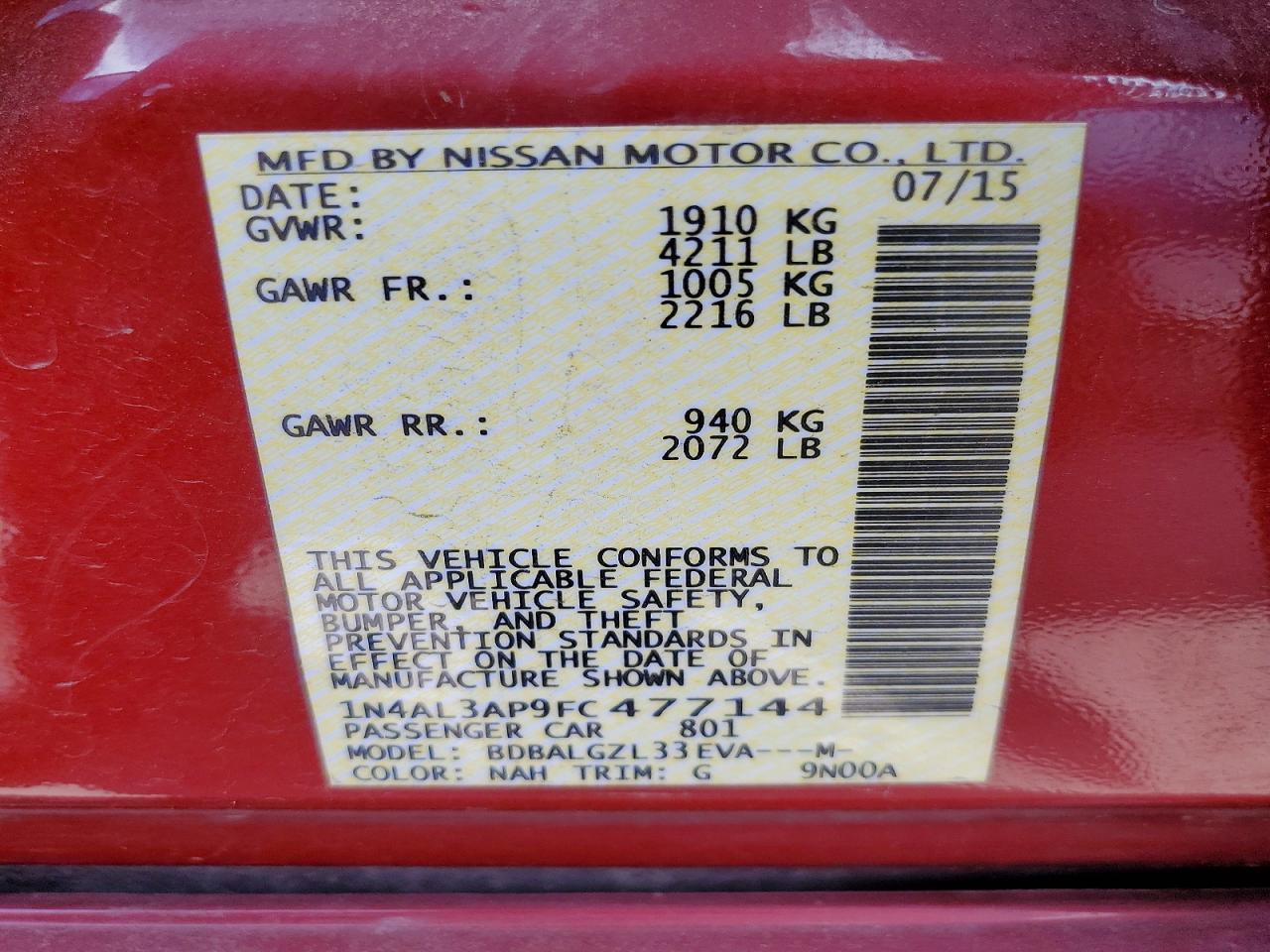 2015 Nissan Altima 2.5 S - zdjęcie 12