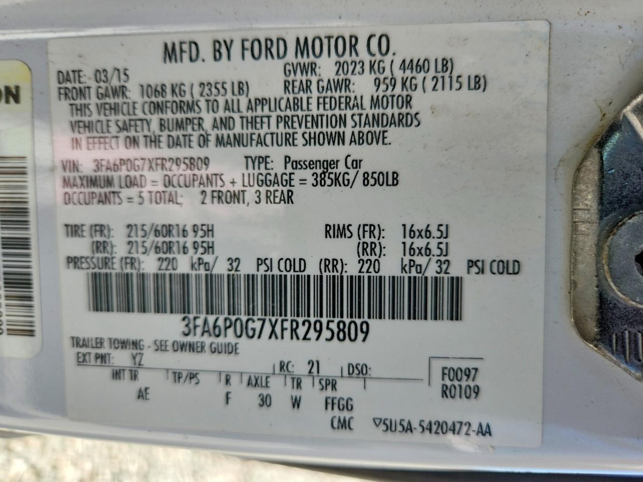 2015 Ford Fusion S - zdjęcie 12