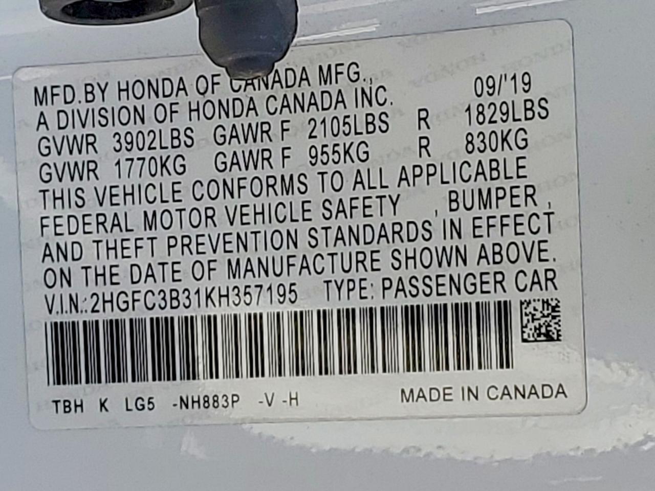 2019 Honda Civic Ex - zdjęcie 13