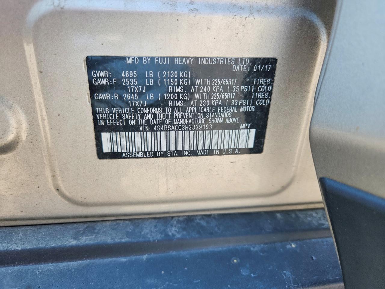 2017 Subaru Outback 2.5I Premium - zdjęcie 12