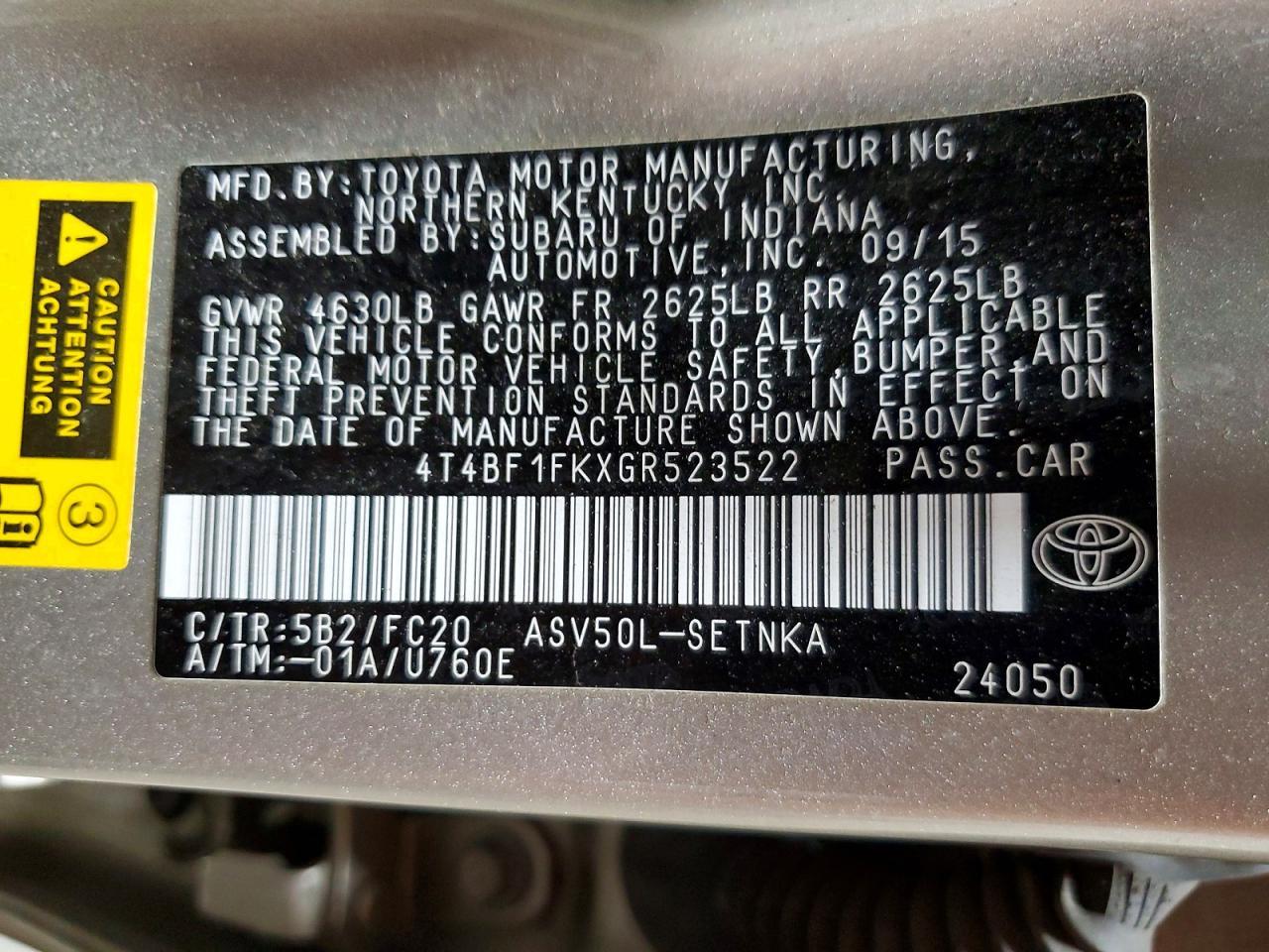 2016 Toyota Camry Le - zdjęcie 12