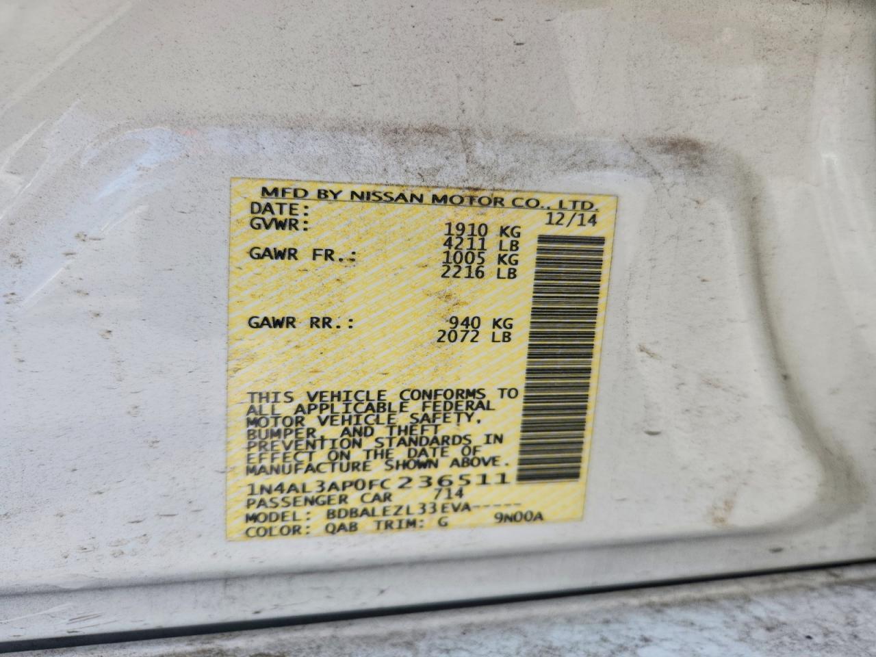 2015 Nissan Altima 2.5 S - zdjęcie 12