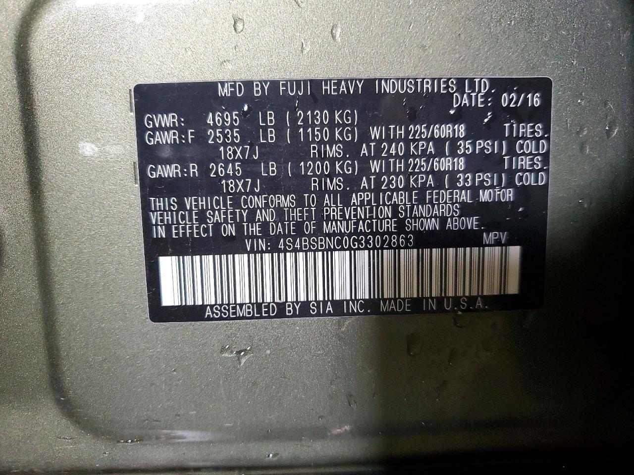 2016 Subaru Outback 2.5I Limited - zdjęcie 14