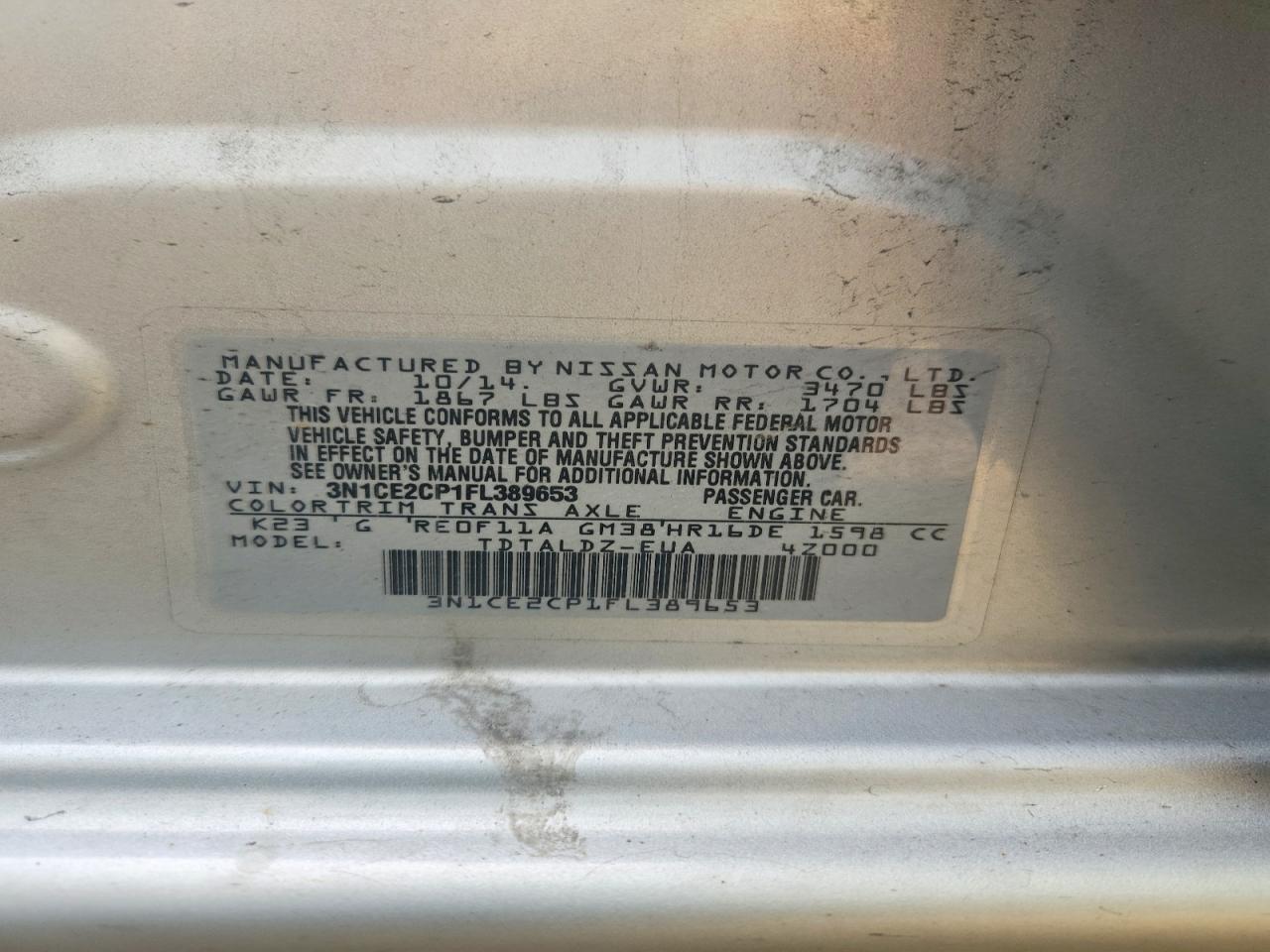 2015 Nissan Versa Note Sv - zdjęcie 12