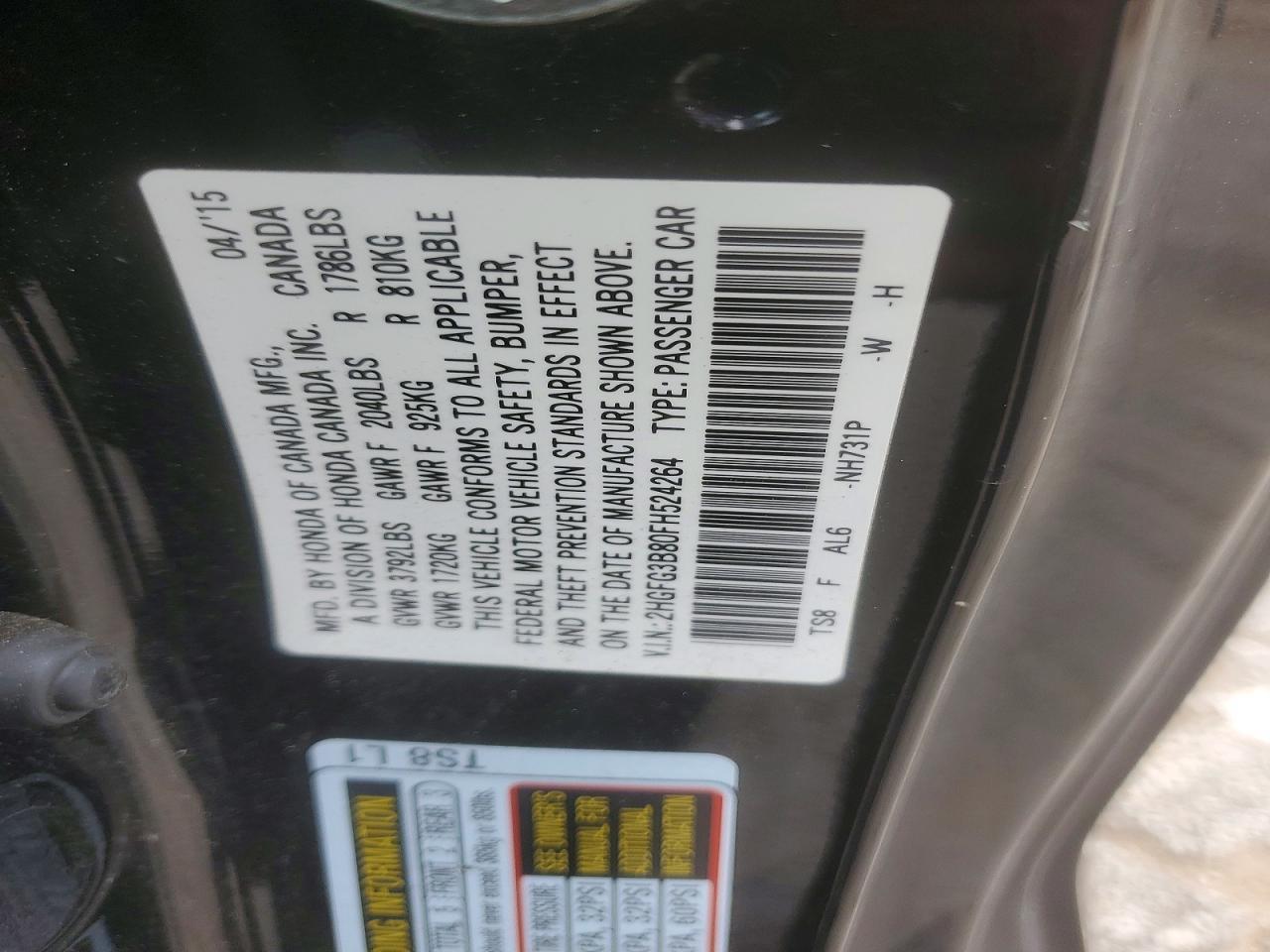 2015 Honda Civic Ex - zdjęcie 12