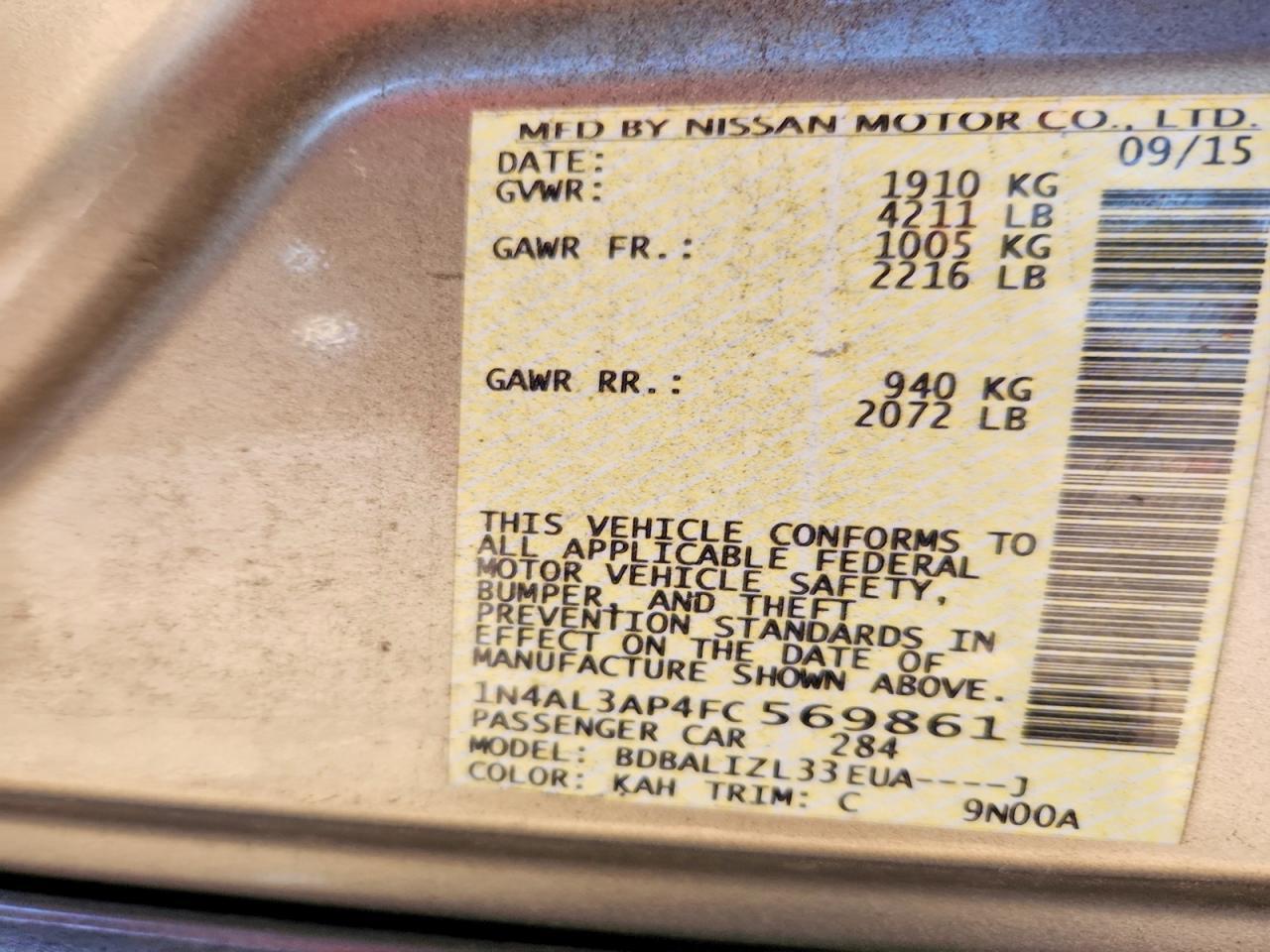 2015 Nissan Altima 2.5 Sv - zdjęcie 13