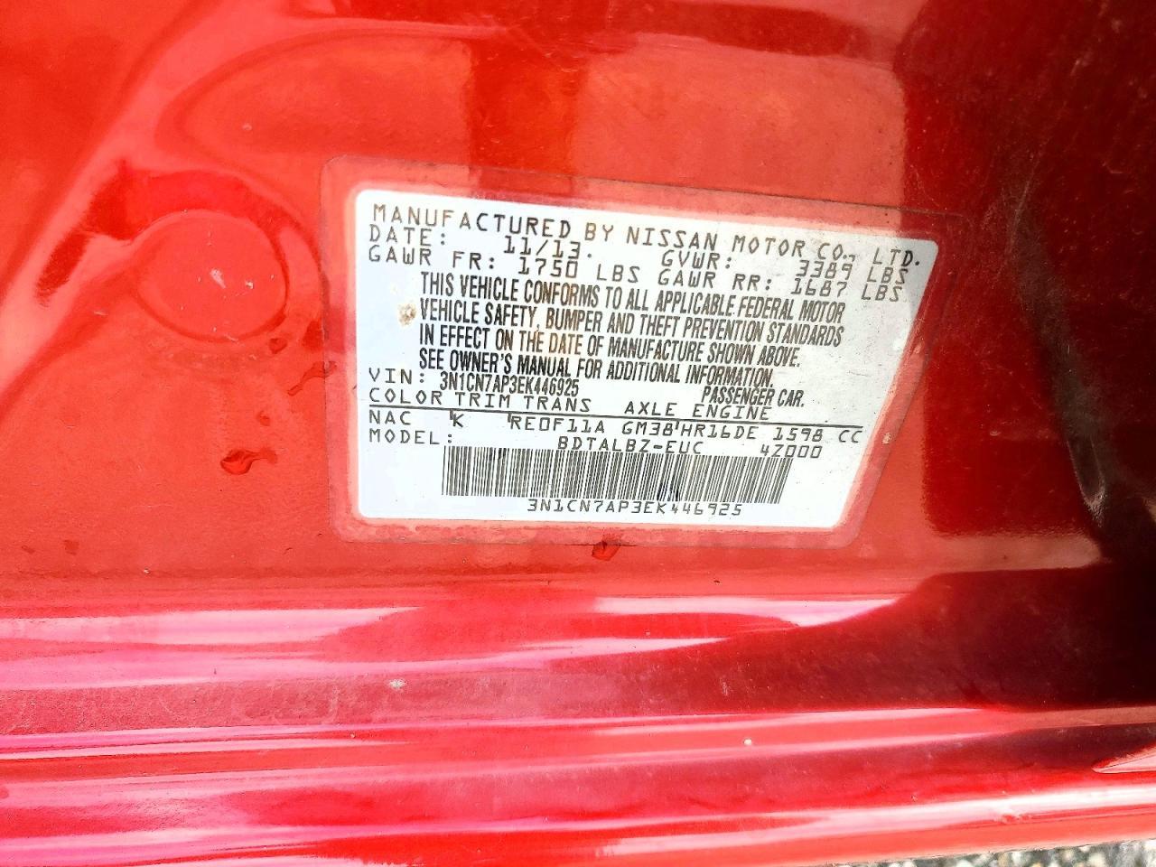 2014 Nissan Versa 1.6 Sv - zdjęcie 12