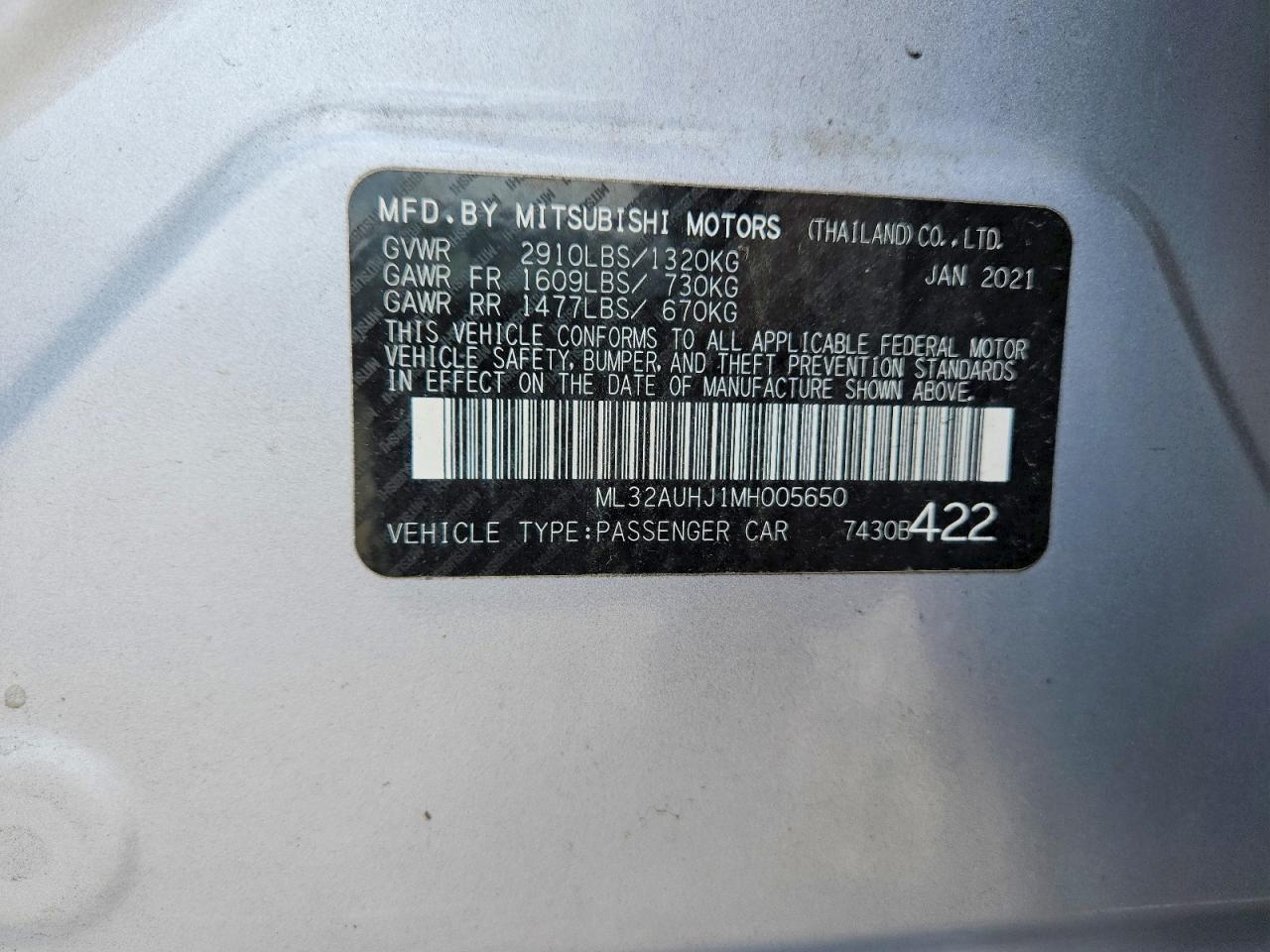 2021 Mitsubishi Mirage Es - zdjęcie 12